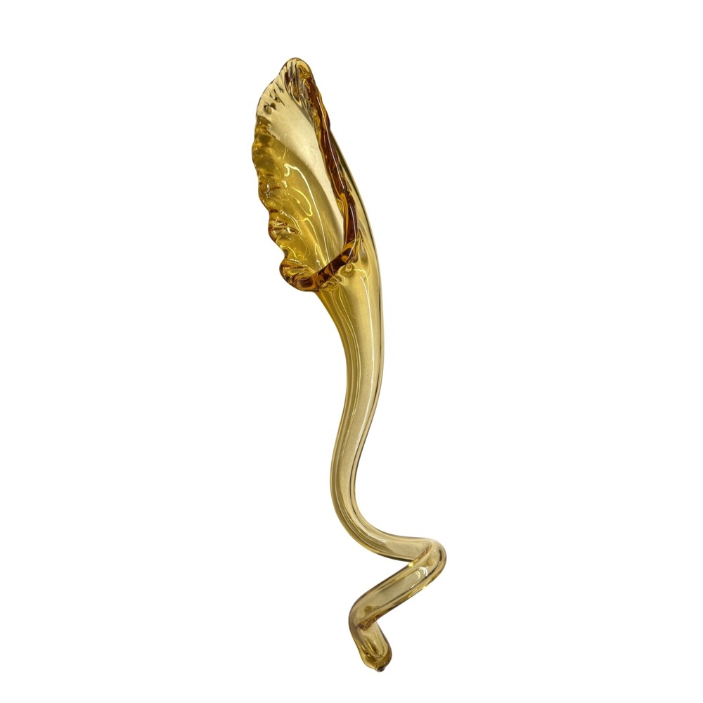 Mid-Century‎ Amber Art Glass Cornucopia Jack-in-the-Pulpit Twisted Stem Vase